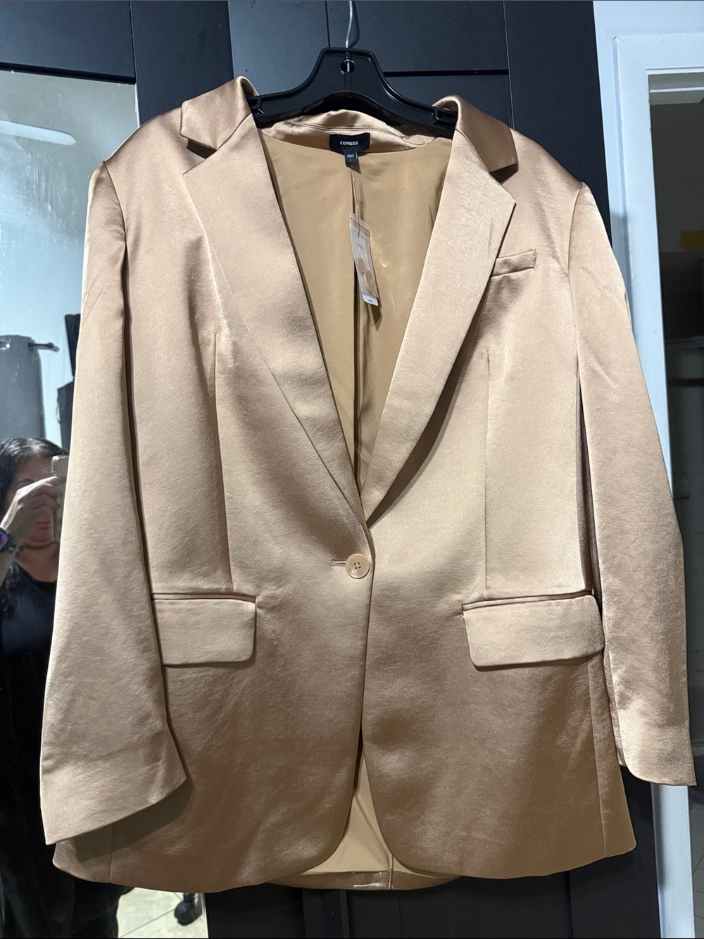 Express Satin Blazer Jacket in Champagne Gold